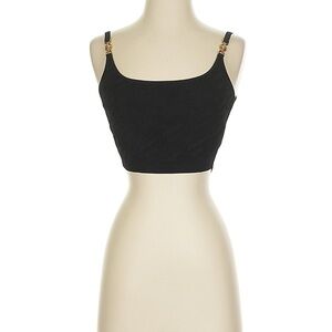 Versace Black Crop Top with Gold Accents